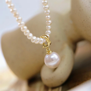 DIY珍珠小配件 S925纯银饰品 时尚吊坠扣吊坠空托 配9-13mm圆珠