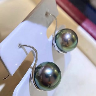 DIY珍珠耳钉配件 S925纯银饰品 金色银色耳钩女空托 配9-12mm圆珠