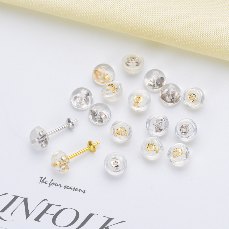 DIY珍珠配件 S925纯银耳钉空托 基础款银饰耳环托 配3-13mm圆扁珠