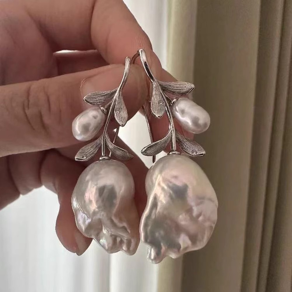 DIY珍珠耳钉配件 S925纯银饰品 金色银色耳钩女空托 配6-15mm圆珠