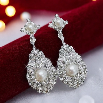 DIY珍珠耳钉配件 S925纯银饰品 双珠时尚耳钉女空托 配4-7mm圆珠