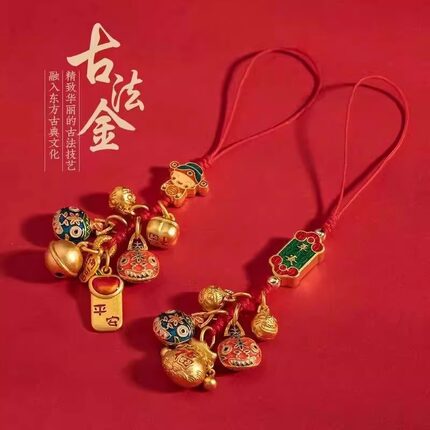 中国风手机挂链招财平安高级感新年挂绳本命年吞金兽钥匙扣女挂饰