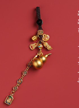 2026马年国风高级感钥匙扣路路通财神爷铜葫芦小挂件平安包包挂饰