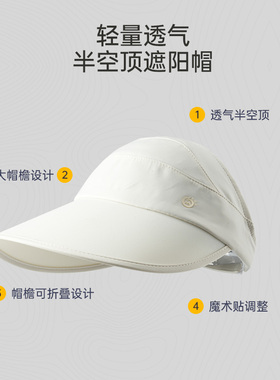 tectop/探拓户外防晒遮阳帽女士透气速干防风半空顶可对折大帽檐