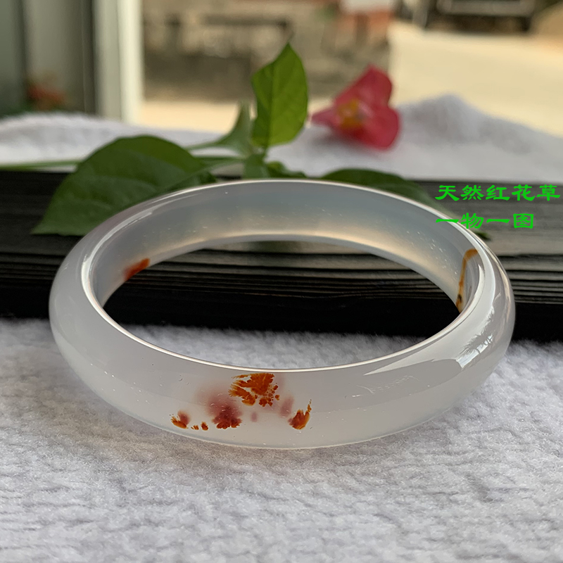天然海洋玉髓红水草手镯白冰种荔枝冻飘红花玛瑙少女镯子马料手环 优库淘 天然海洋玉髓红水草手镯白冰种荔枝冻飘红花玛瑙少女镯子马料手环 优库淘