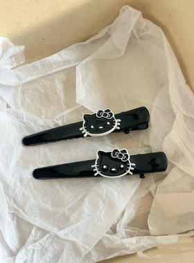 2025新款黑色Kitty发夹甜美韩系刘海夹卡通小猫碎发侧边夹鸭嘴夹