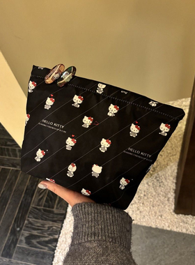 可爱黑色Kitty猫猫包少女心大容量防泼水收纳化妆包高颜值洗漱包