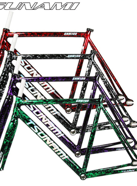 2025款TSUNAMI海啸SNM100烟火色死飞单速铝合金竞速场地自行车架