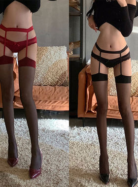 春夏辣妹超薄吊带镂空性感过膝丝袜肤红网红御姐风大腿长筒袜