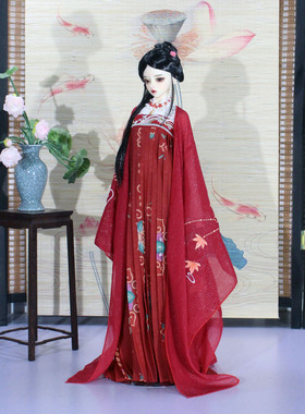 bjd三分女60厘米古装娃娃衣服 古风红色嫁衣唐风齐胸裙大袖衫娃衣