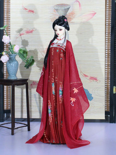 bjd三分女60厘米古装娃娃衣服 古风红色嫁衣唐风齐胸裙大袖衫娃衣