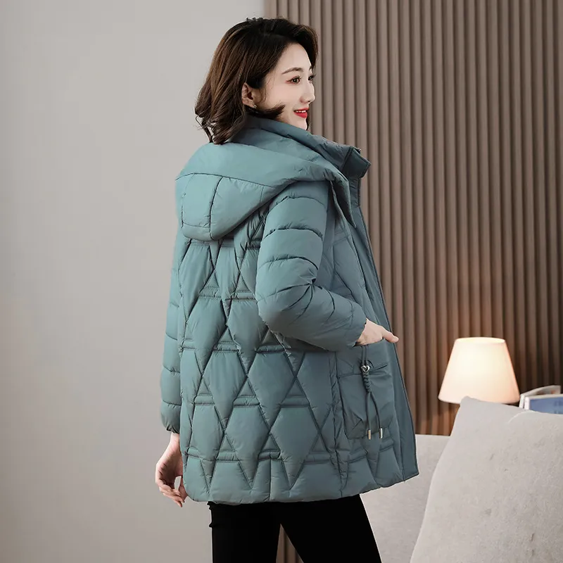 羽绒棉服女中长款2025年新款中年妈妈小个子棉衣冬季保暖棉袄外套