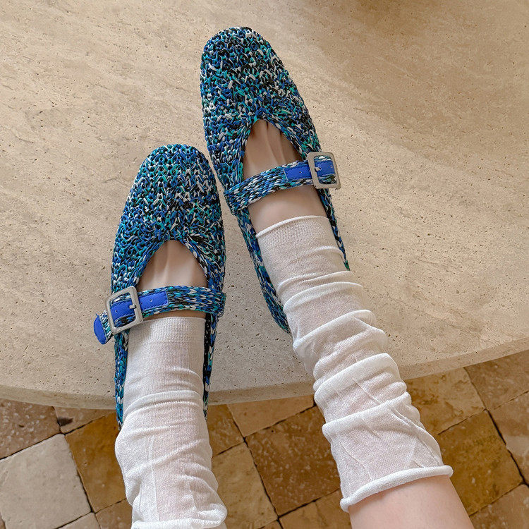 2026春季新款真皮复古编织一字扣带玛丽珍单鞋女平底芭蕾舞鞋,女鞋,浅口单鞋,淘宝优惠券,粉丝福利购,淘宝优惠卷