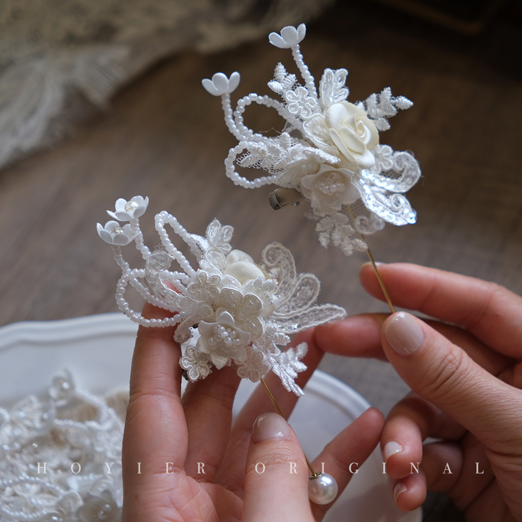 花亦春季新品韩式婚礼新郎新娘胸花结婚法式蕾丝伴郎伴娘胸针姐妹