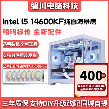 I5 12400F/12600KF/14600KF无显卡过度台式DIY电脑整机海景房主机