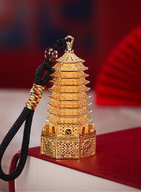 黄铜迷你九层文昌塔摆件家居办公室装饰品祝学生金榜题名书包挂件