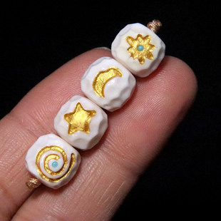 天然鹿角雕刻日月星辰桶珠隔珠散珠配珠菩提手串手链diy文玩配饰