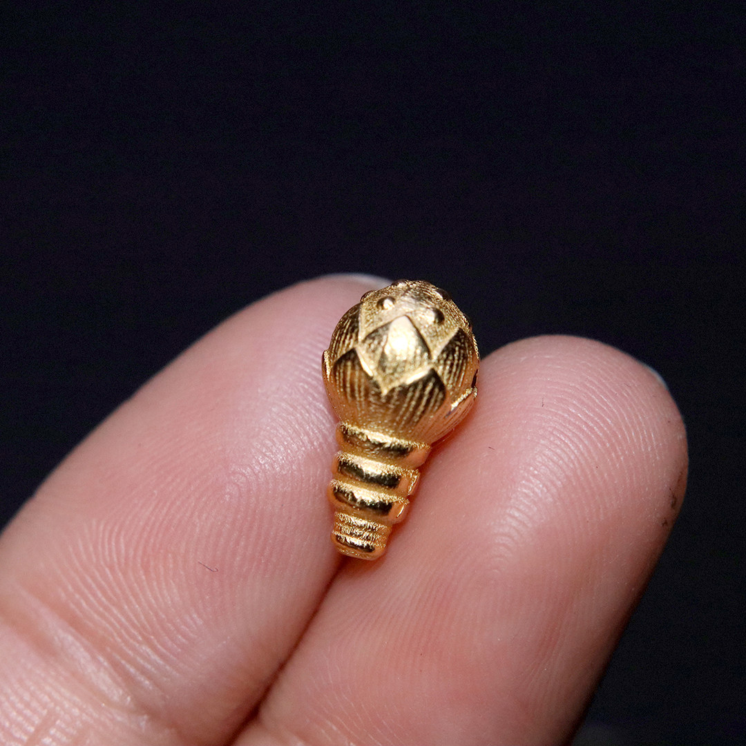 纯银925银镀金莲花莲蓬三通佛头金刚星月菩提手串diy文玩配饰件