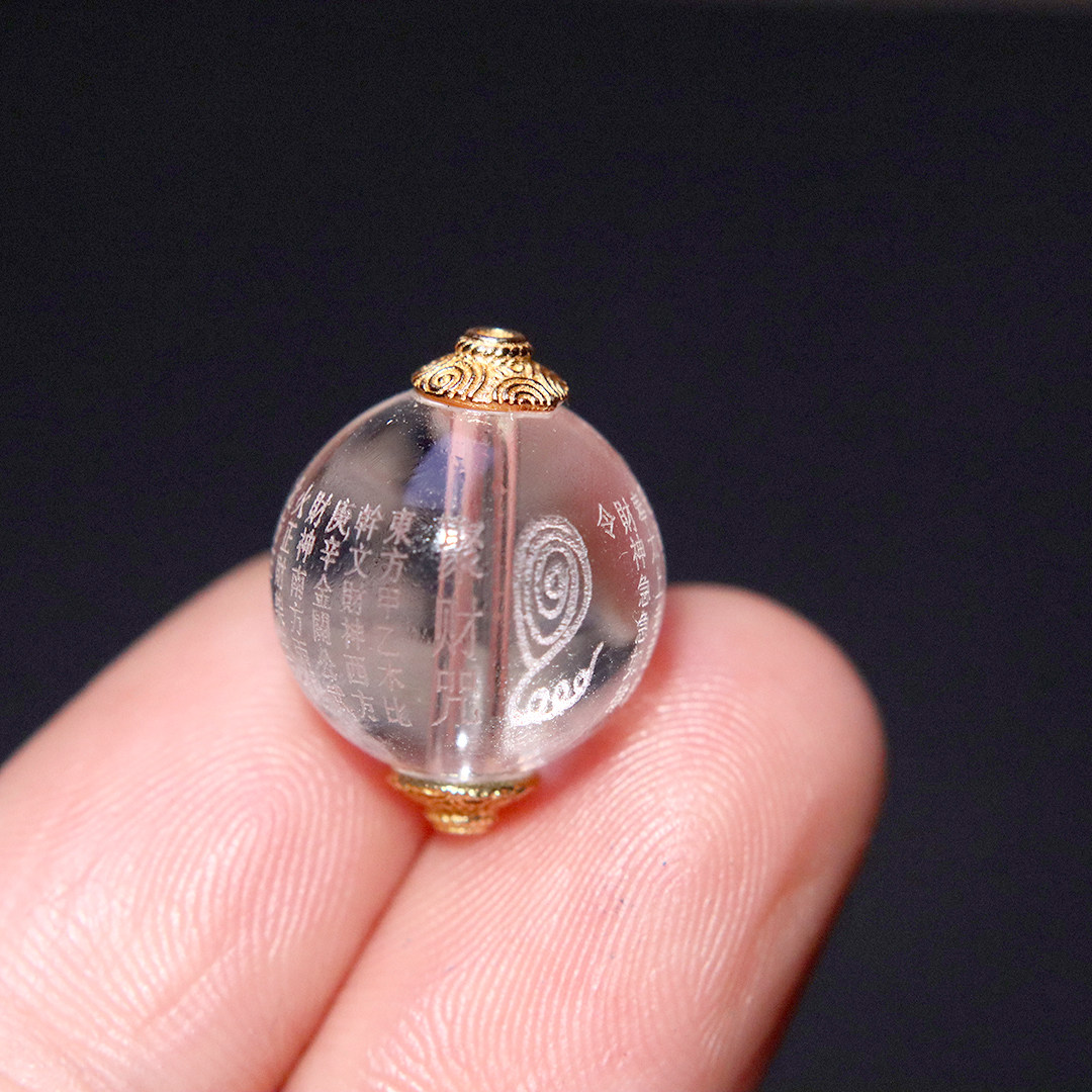 银镀金纯银925天然白水晶隔珠
