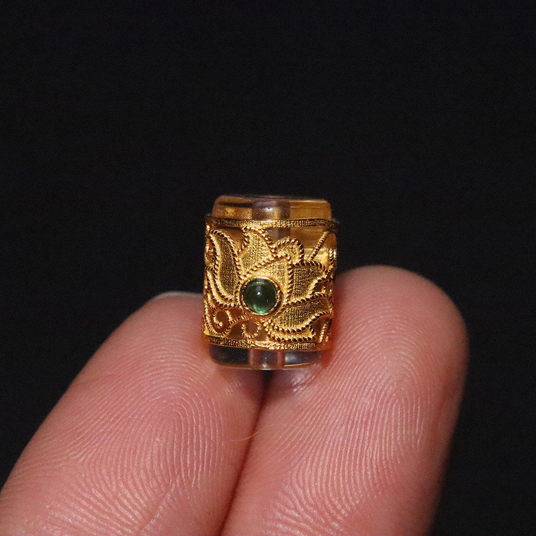 天然白水晶S925镀金莲花隔珠