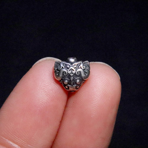 原创925银饕餮纹般若背云散珠