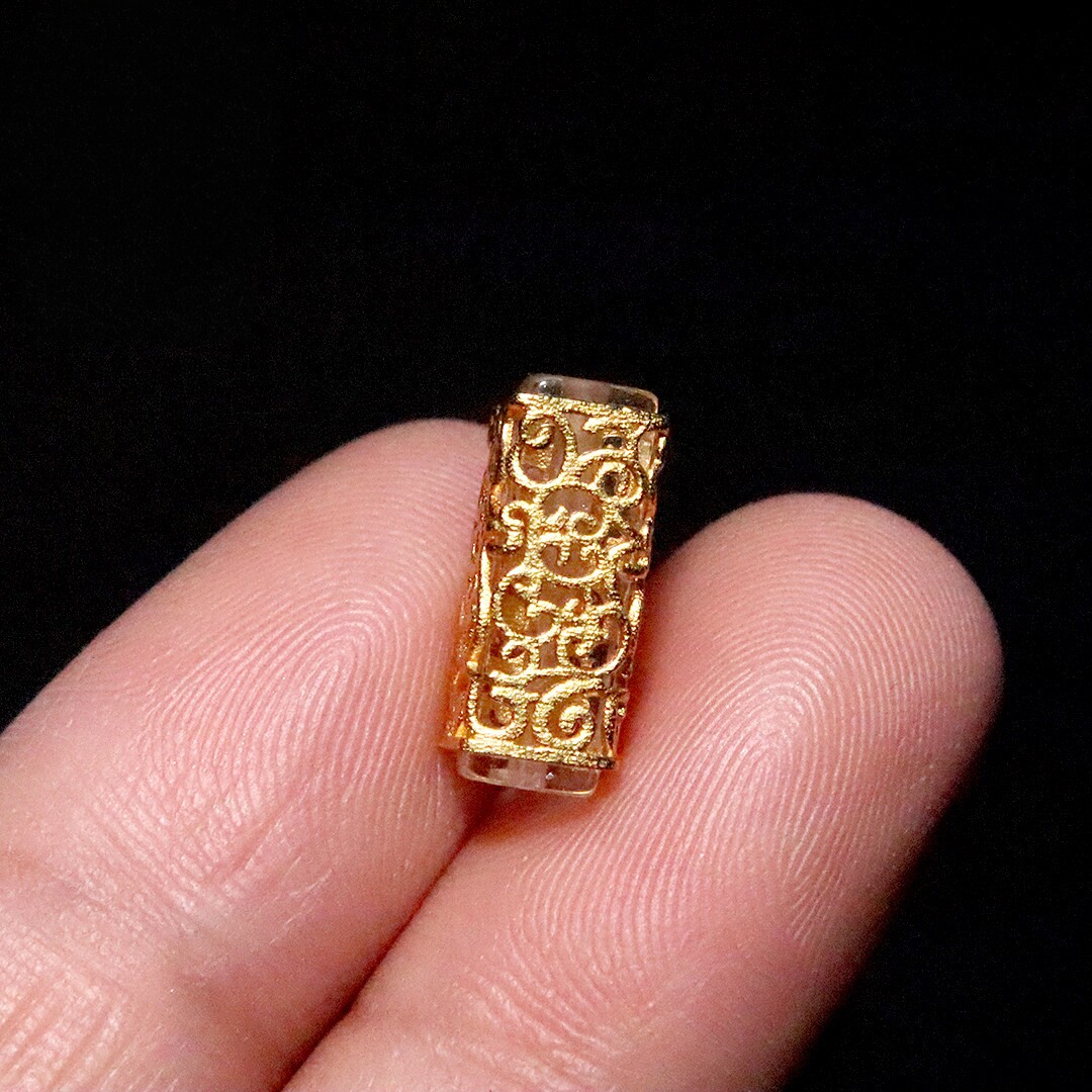 925银镀金白水晶雕花隔珠