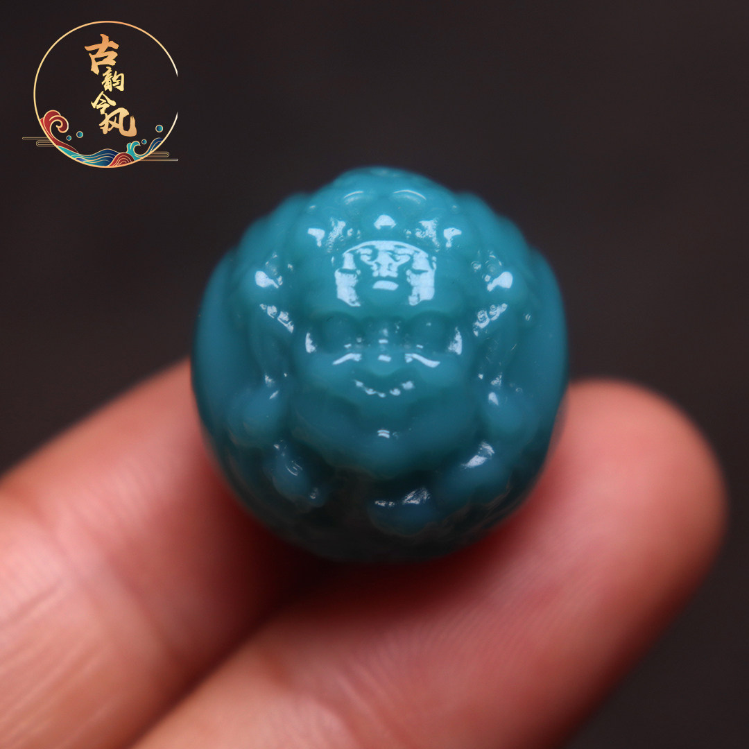 雪巴琉璃大黑天顶珠隔珠文玩配饰