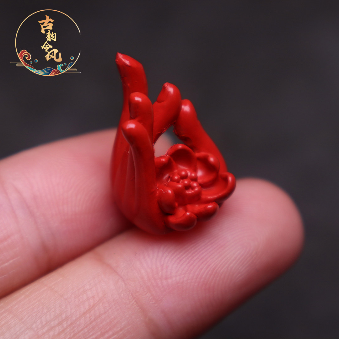 保真朱砂佛手莲花吊坠侧挂配饰