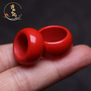 保真天然原矿朱砂红砂跑环戒圈指环菩提手串108长串diy文玩配饰