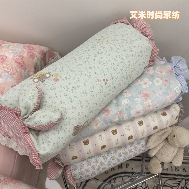 ins韩国博主风小清新全棉双层纱荞麦枕办公室沙发午睡单人小枕头
