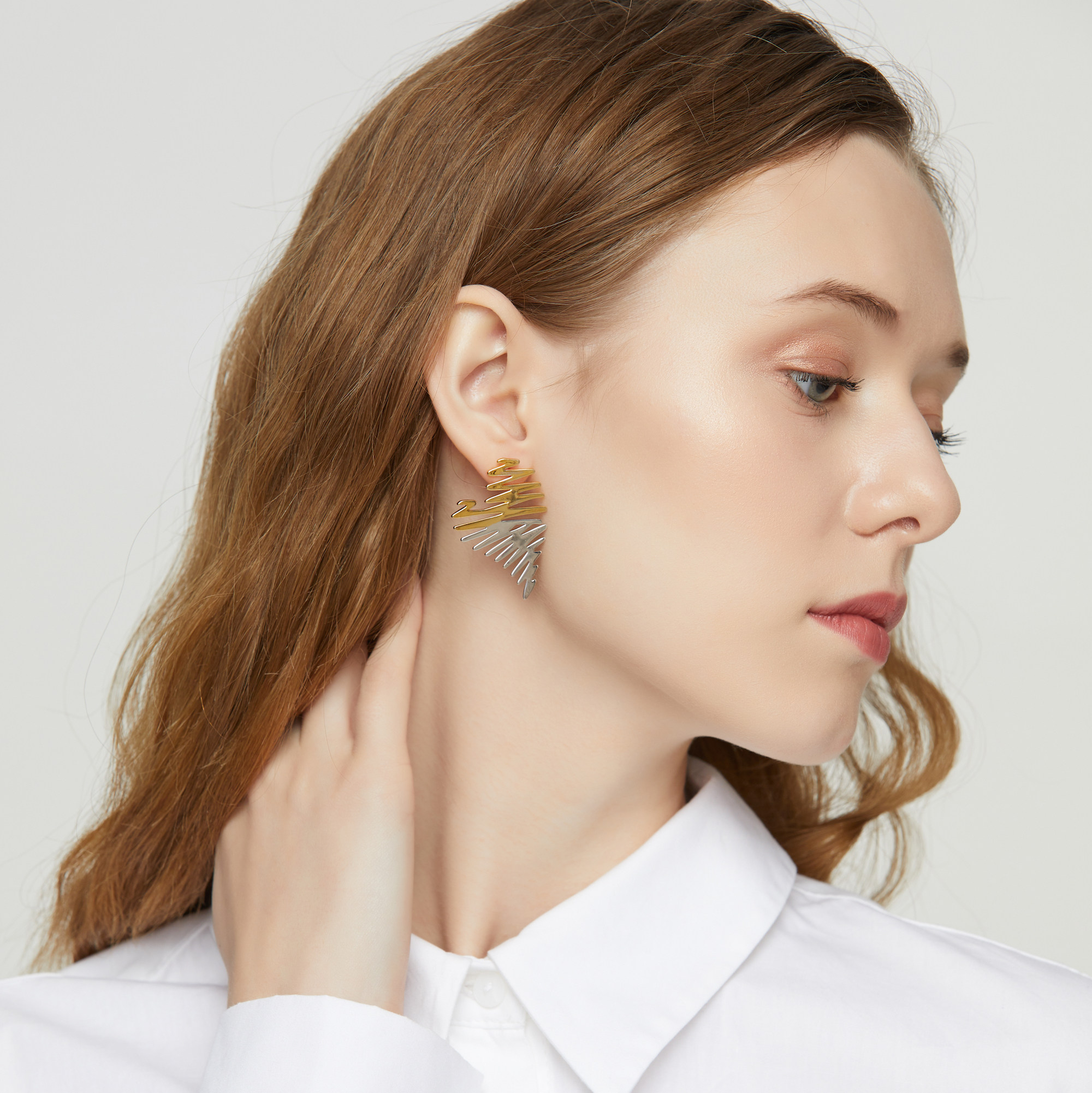 dongwei冬尾首饰独立设计师品牌心形涂鸦系列渐变镀金耳钉简约