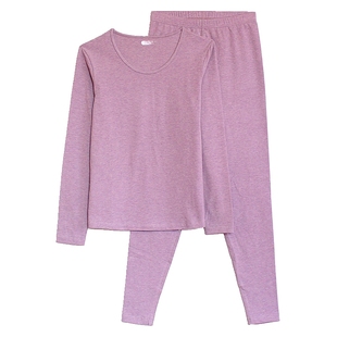 新一步双面暖绒女士秋衣秋裤套装新款色纺纱新疆棉保暖内衣32010