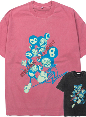 美式潮牌cactus Jack村上隆三方联名龅牙小恶魔印花男女短袖T恤