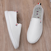 新款 透气潮流一脚蹬舒适休闲平底百搭皮面学生鞋 透气小白鞋 女夏季