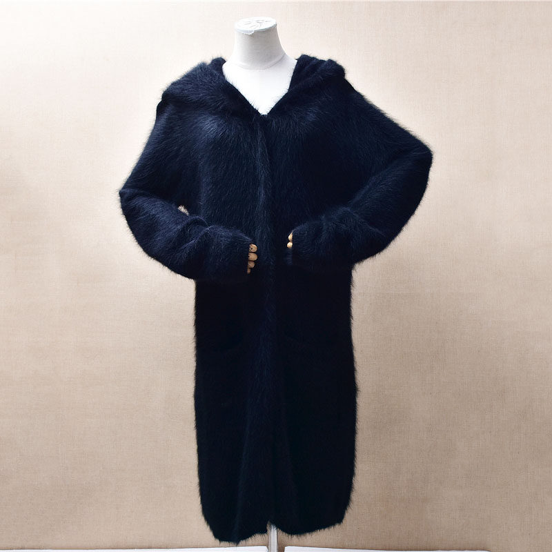 加厚中长款时尚优雅黑色连帽ins长毛貂绒韩版宽松慵懒外套女1111,女装/女士精品,毛衣,淘宝优惠券,粉丝福利购,淘宝优惠卷