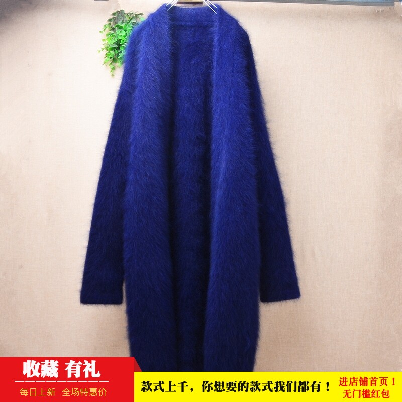 冬季加厚时尚中长款ins长毛貂绒蓝色披风韩版宽松外套毛衣女220