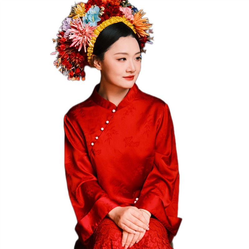 泉州浔埔女簪花主题复古改良旗袍写真服装外景旅拍民族风艺术照服