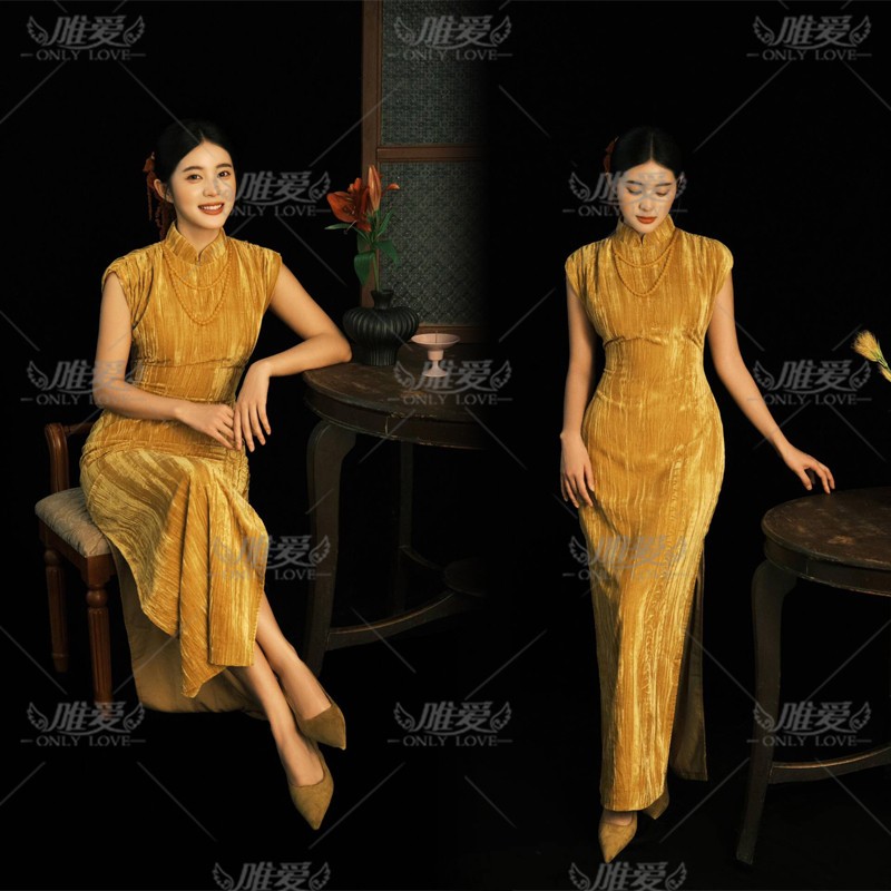2026影楼国风新中式东方韵味女性温婉复古旗袍国风光影写真服装图片