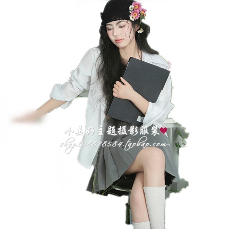 影楼新款个人拍照主题韩系简约纯欲高级杂志风少女艺术照摄影服装