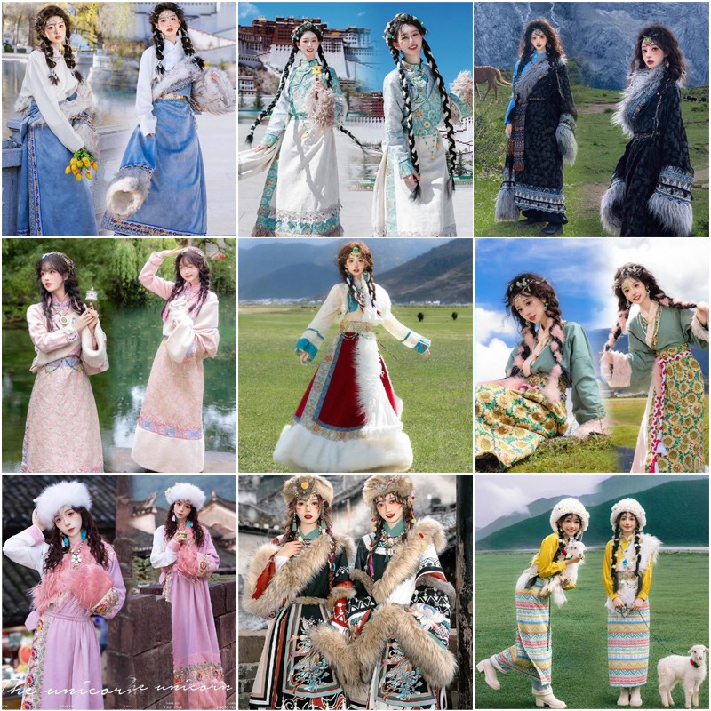 云南大理丽江贵族藏袍草原拍照藏族服装女款民族风西藏旅拍写真服