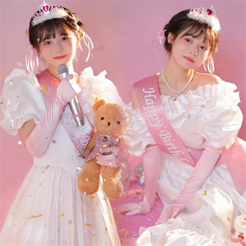 昭和时代复古婚纱洋装日系绶带公主风生日艺术照少女写真服装