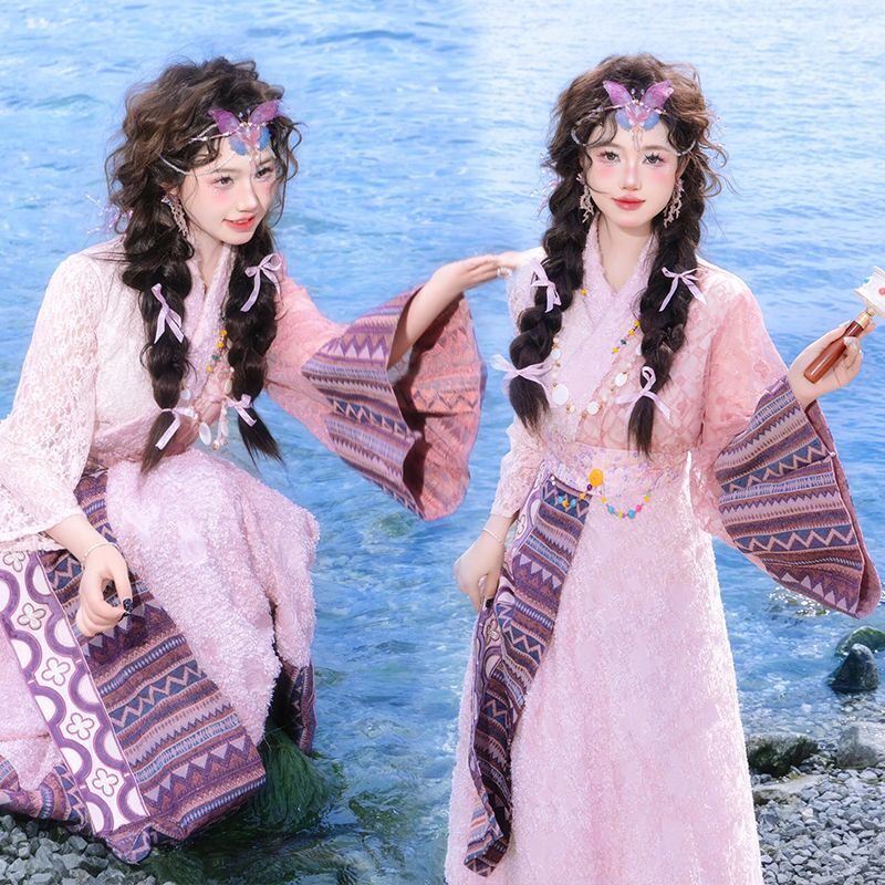 西藏新款藏袍拉萨服装清新少女旅拍藏服云南丽江藏族大理写真摄影