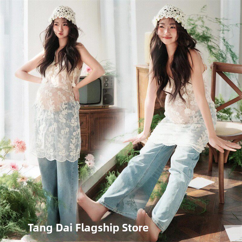摄影工作室新摄影服装真正的孕妇摄影服装可爱的小新鲜怀孕妈妈艺
