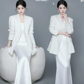 写真照高级感简约韩系成熟温柔摄影服装 影楼新款 个人职业白色西装