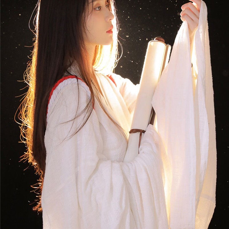 神明少女汉服魏晋风古装素色棉麻大袖直裾交领有香如故拍摄影服装
