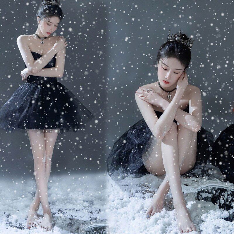 影楼新款雪花圣诞主题拍照服装少女小清新纯欲私房个人艺术照摄影