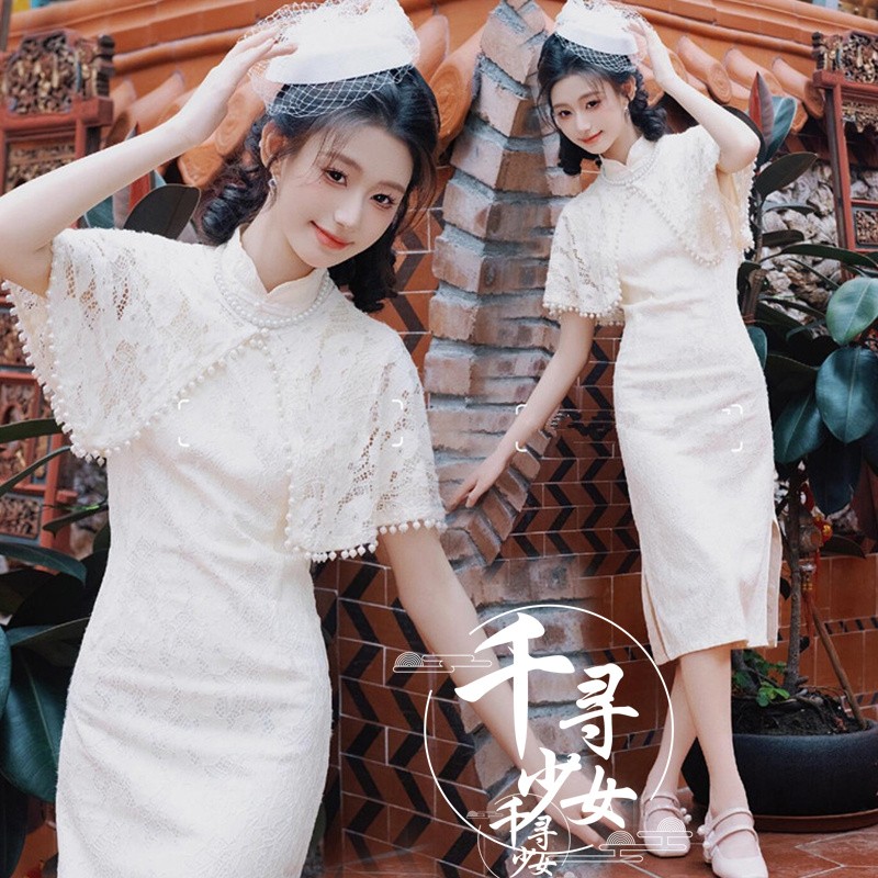 新款留洋大小姐复古民国风旗袍旧上海气质名媛风旅拍写真摄影服装