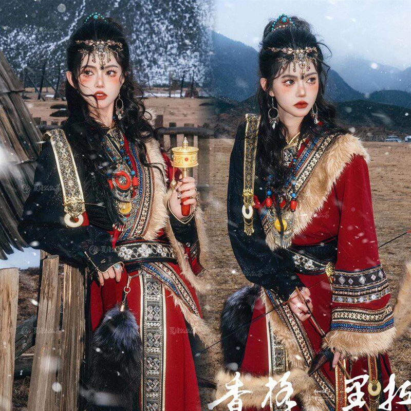 新款贵族藏袍服装女云南丽江西藏旅游摄影民族风旅拍写真藏族服装