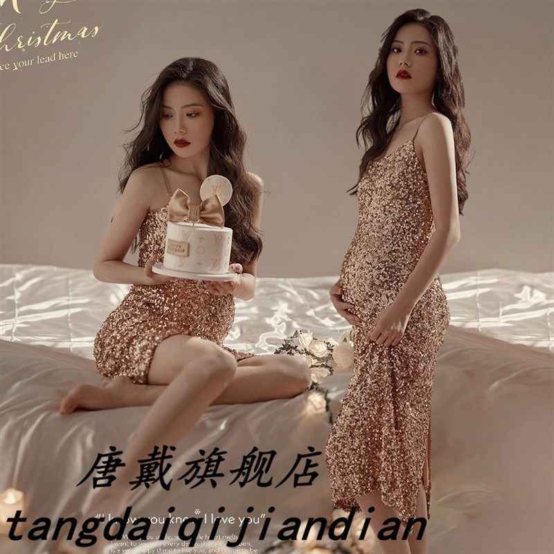 23影楼孕妇照服装新款时尚性感吊带裙大肚照摄影艺术拍照亮片礼服,孕妇装/孕产妇用品/营养,影楼服装,淘宝优惠券,粉丝福利购,淘宝优惠卷