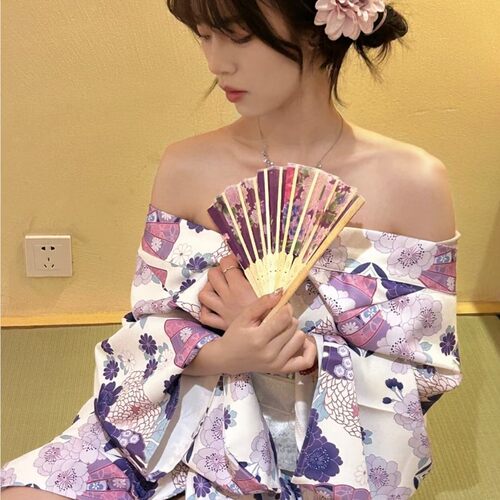 神明少女和服女正装传统改良中国风日系和风紫色个人写真摄影浴衣